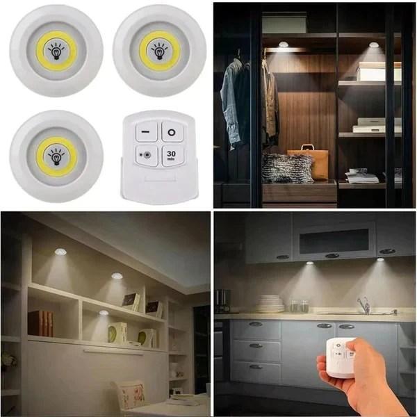 Multicolor Rechargeable Led Light With Remote Control 3 PCS
